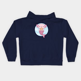 Cute Axolotl Mermaid Holding Starfish Kids Hoodie